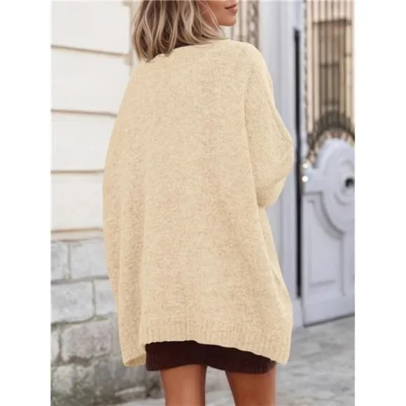 Womens Oversized Tunic Sweaters Beige